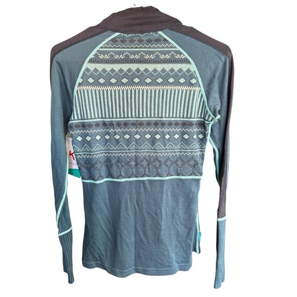 Karii Traa Wool Blend Blue Teal 1/2 Zip Base layer Pullover Womens Small - Picture 6 of 13